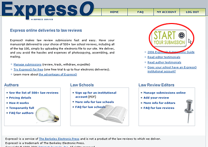 screenshot of ExpressO home page